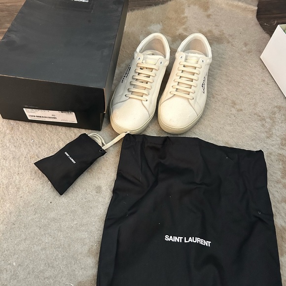 Saint Laurent SL/06 Court Classic Leather-Trimmed Distressed Canvas Sneakers - Picture 2 of 10